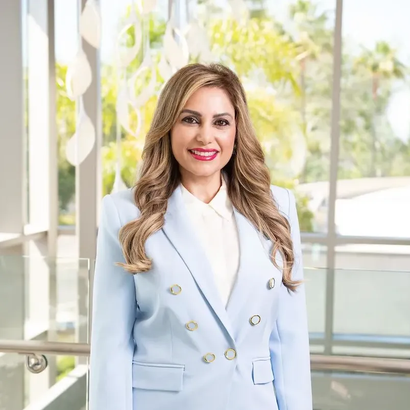 Fertility expert Dr. Susan Nasab smiling and wearing a blue suit Fertility expert Dr. Susan Nasab smiling and wearing a blue suit